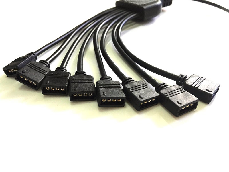 HUALAND 4 Pins black rgb LED Splitter Cable LED Strip Connector 8 Way Splitter Y Splitter for One to Eight RGB 5050 3528 LED Light Strips with,1m rgb wireï¼Œ10x male to male 4pin plugs - Image 2